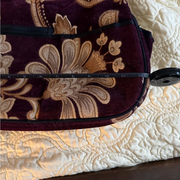 Danny K Beverly Hills Burgundy and Tan Brown Tapestry Floral Handbag - Picture 12 of 15